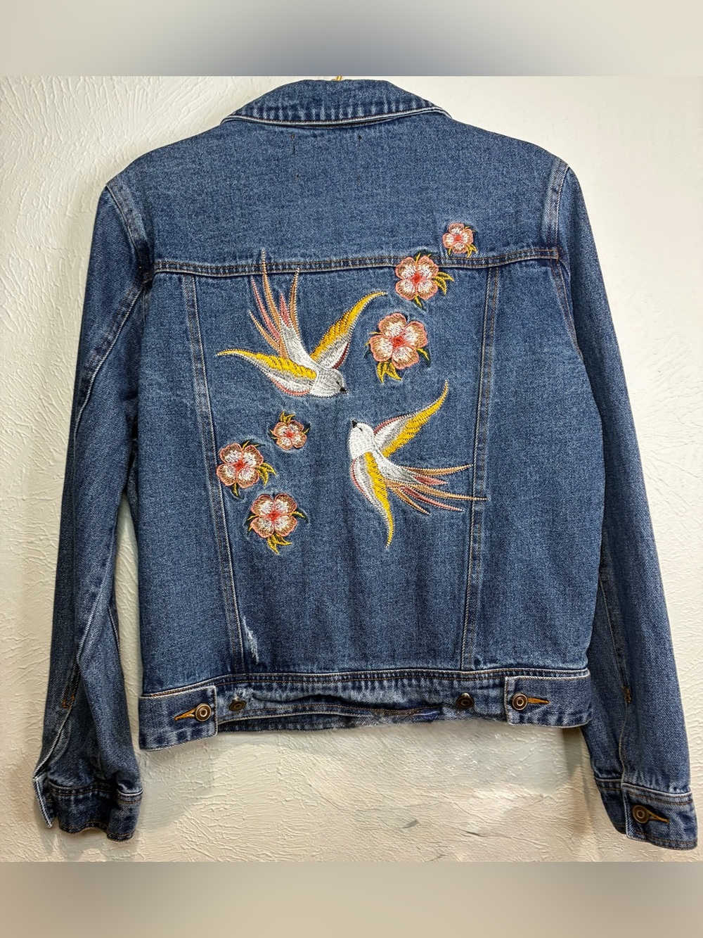 Women’s Lunik Black Label Blue Denim Jacket with Embroidered Back - size L